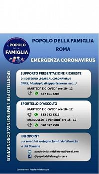 COVID-19: A ROMA UNO SPORTELLO D’ASCOLTO PER LE FAMIGLIE