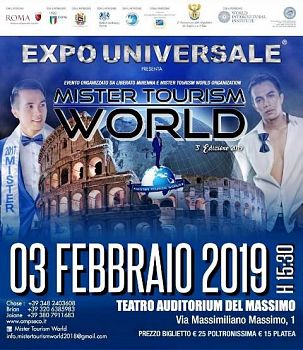 A ROMA 26 gennaio al 3 febbraio 2019 MISTER TOURISM WORLD